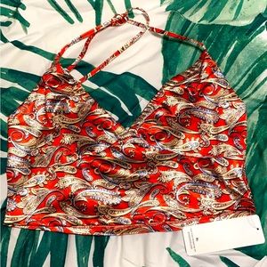 Paisley print crop Halter top